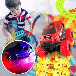 Fluorestseeruv valgustatud rada koos autoga (350 cm) | LUMITRACK